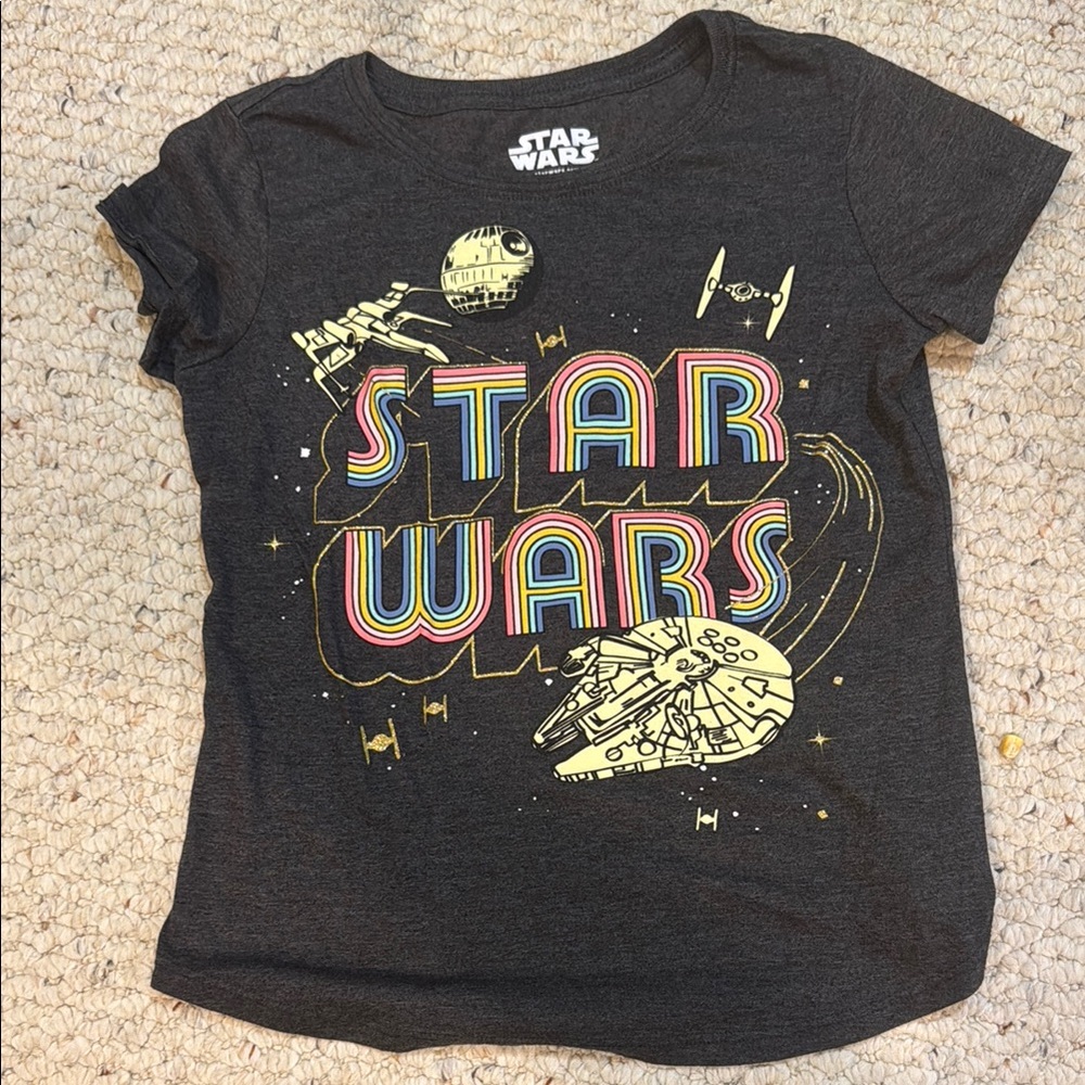 Star Wars Black Short Sleeve Tee with Retro Design